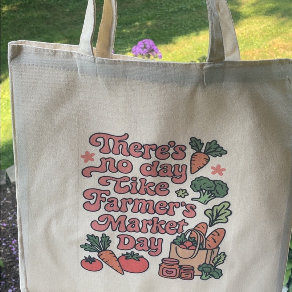 Canvas Tote Bag with Farmer's Market Design